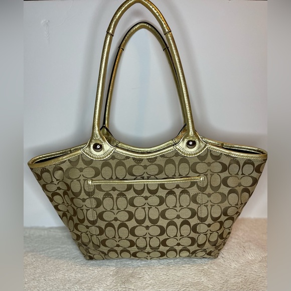 Coach Bleecker Signature Tote Gold Khaki - Picture 8 of 15
